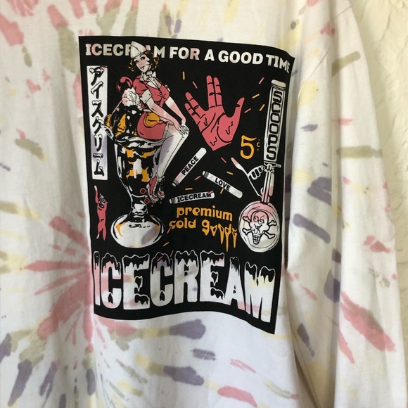 Ice Cream Tie Dye Graphic T Shirt Long Sleeve BBC - Picture 4 of 10